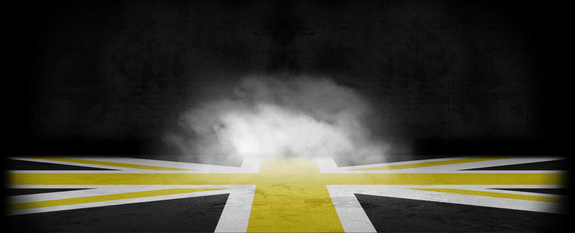 British flag on floor with smoke in foreground